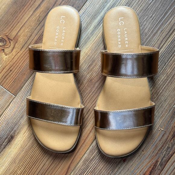 Lauren Conrad Sunstone Metallic gold slip-on sandals. Women’s size 6.5 Medium. - Picture 1 of 5
